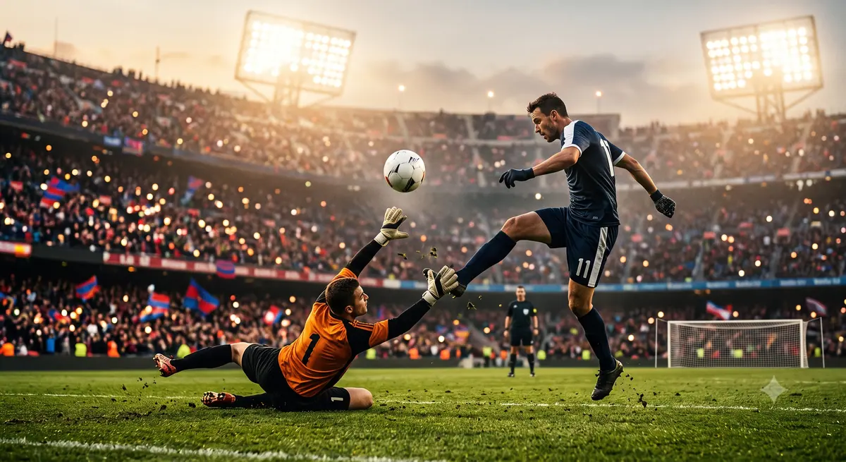 Ilustrasi teknik chip atau cungkil bola melewati kiper