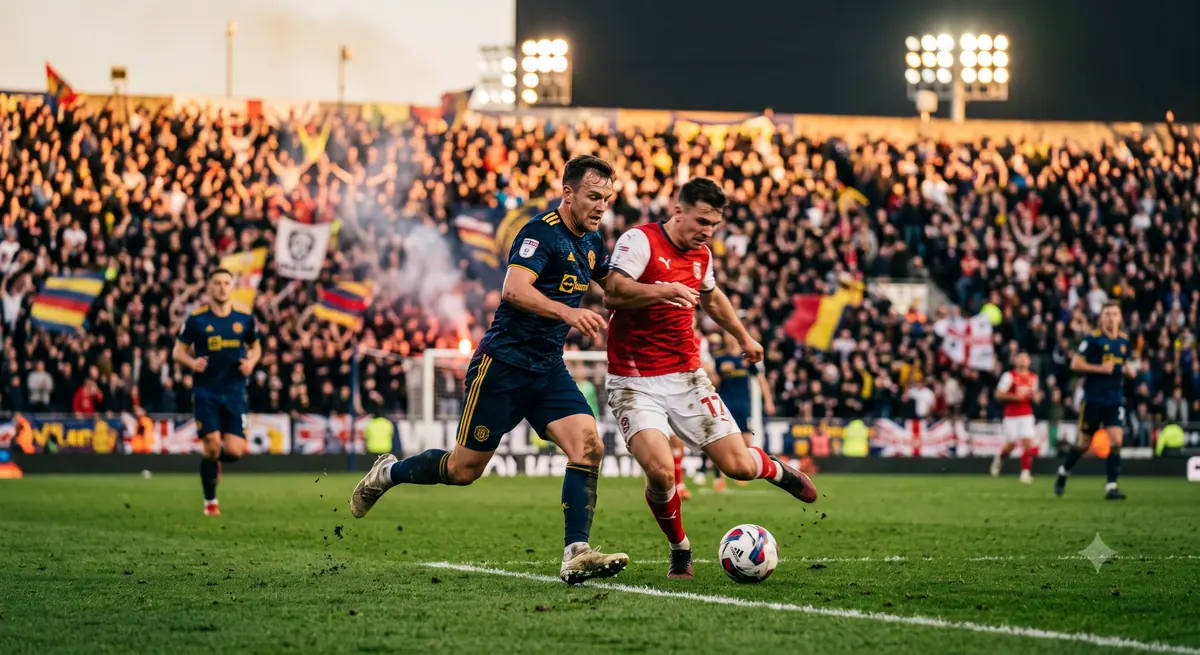 Atmosfer tribun penuh suporter saat pertandingan derbi