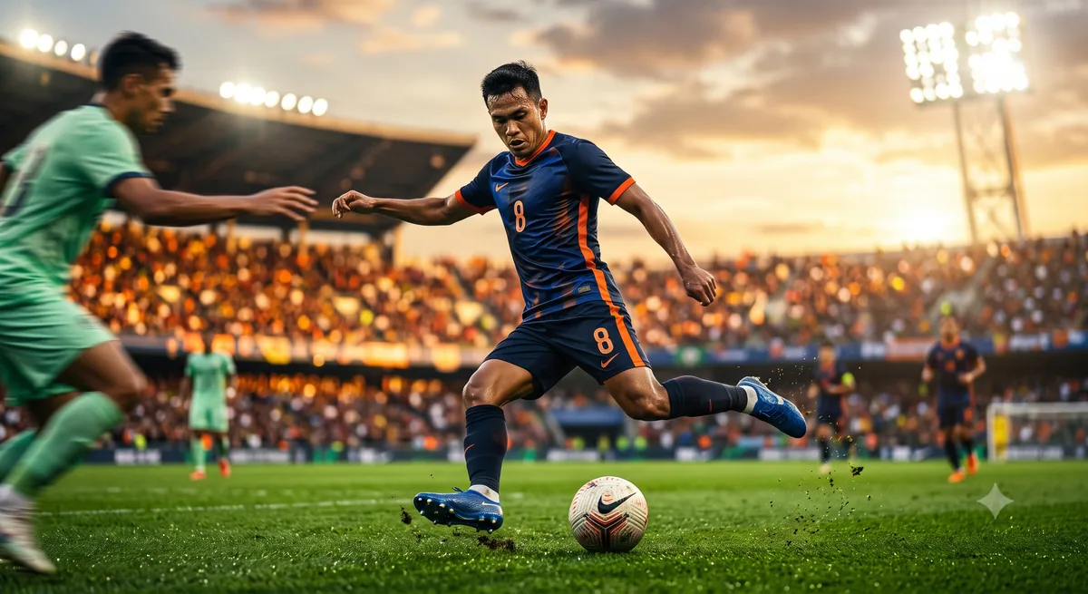 Ilustrasi gerakan drag back menarik bola dengan telapak kaki