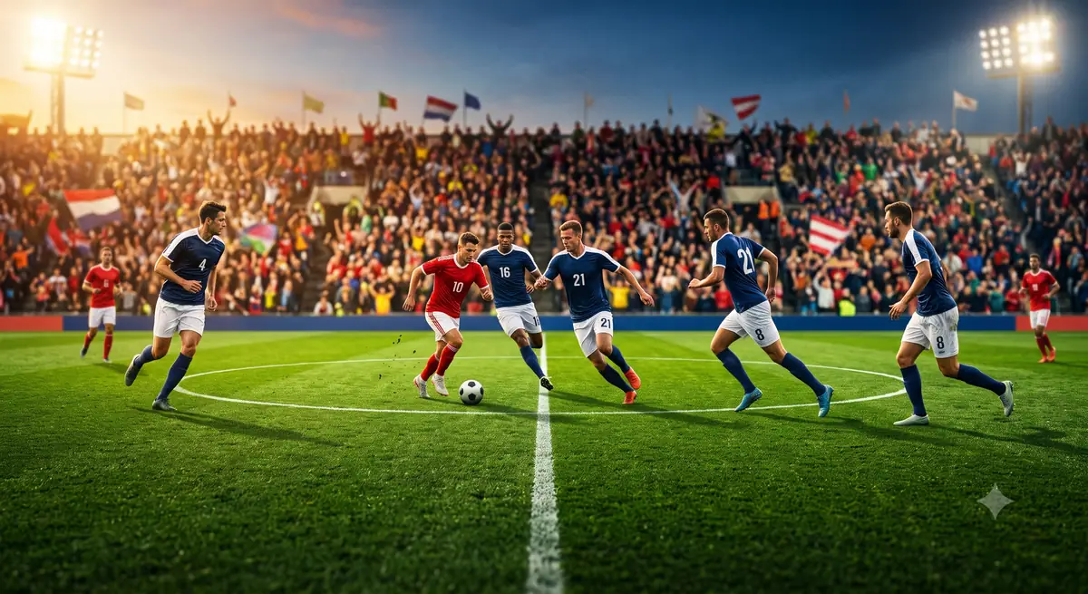 Ilustrasi garis pertahanan tinggi atau high line dalam sepak bola