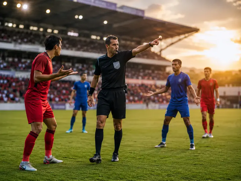 Wasit sepak bola mengatur jalannya pertandingan dan waktu tambahan