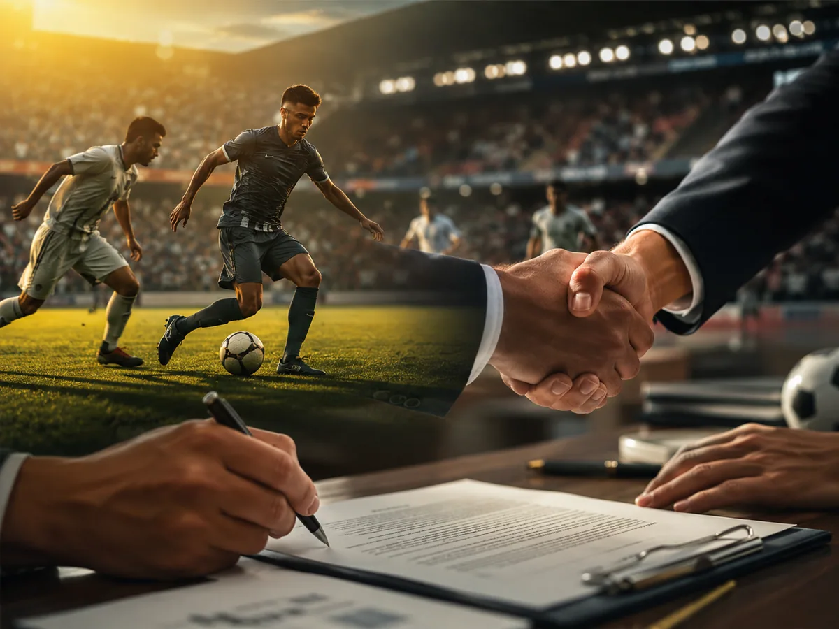 Ilustrasi proses negosiasi kontrak dan klausul transfer pemain