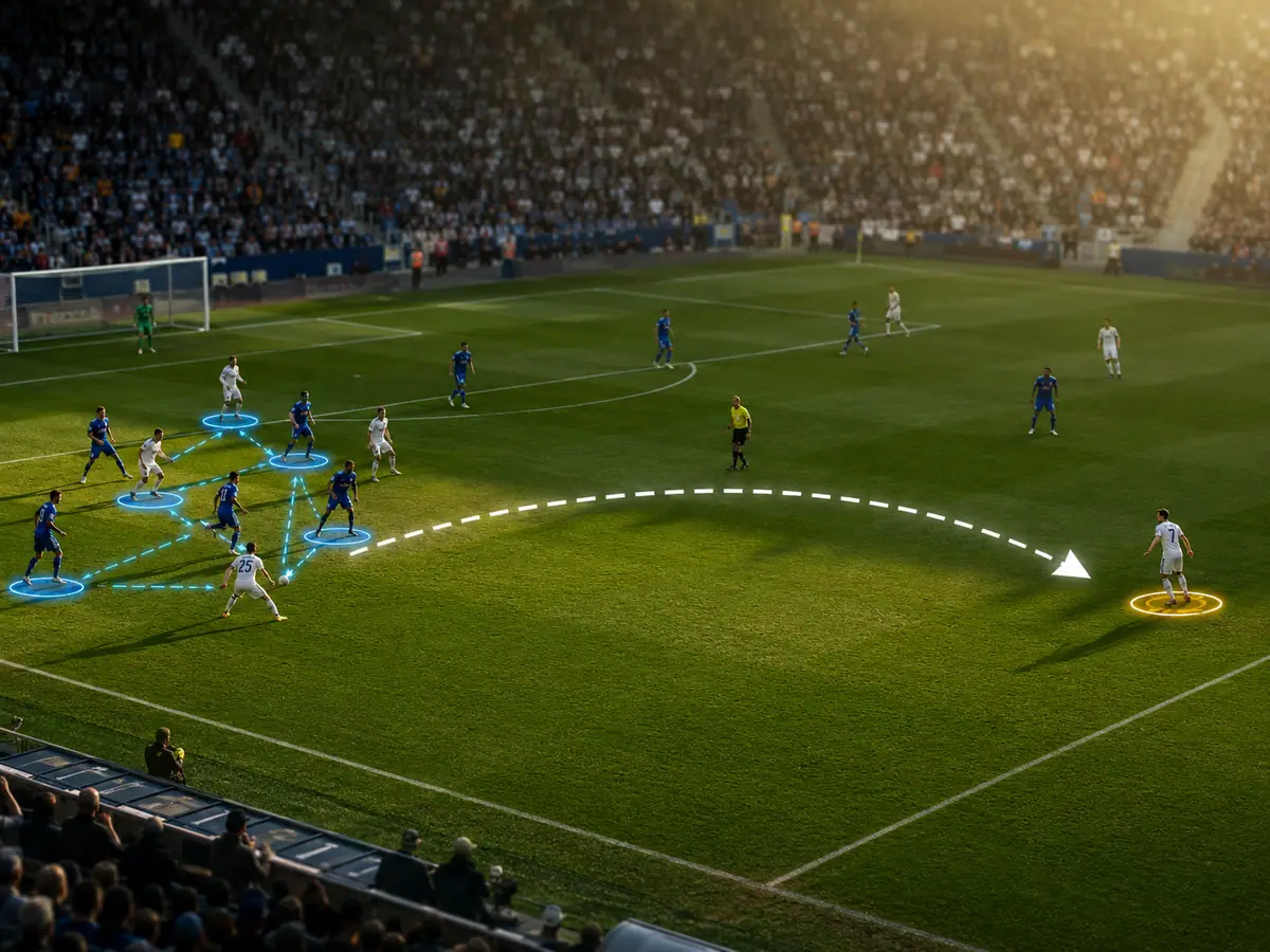 Diagram overload to isolate menumpuk pemain di satu sisi lalu mengalihkan bola
