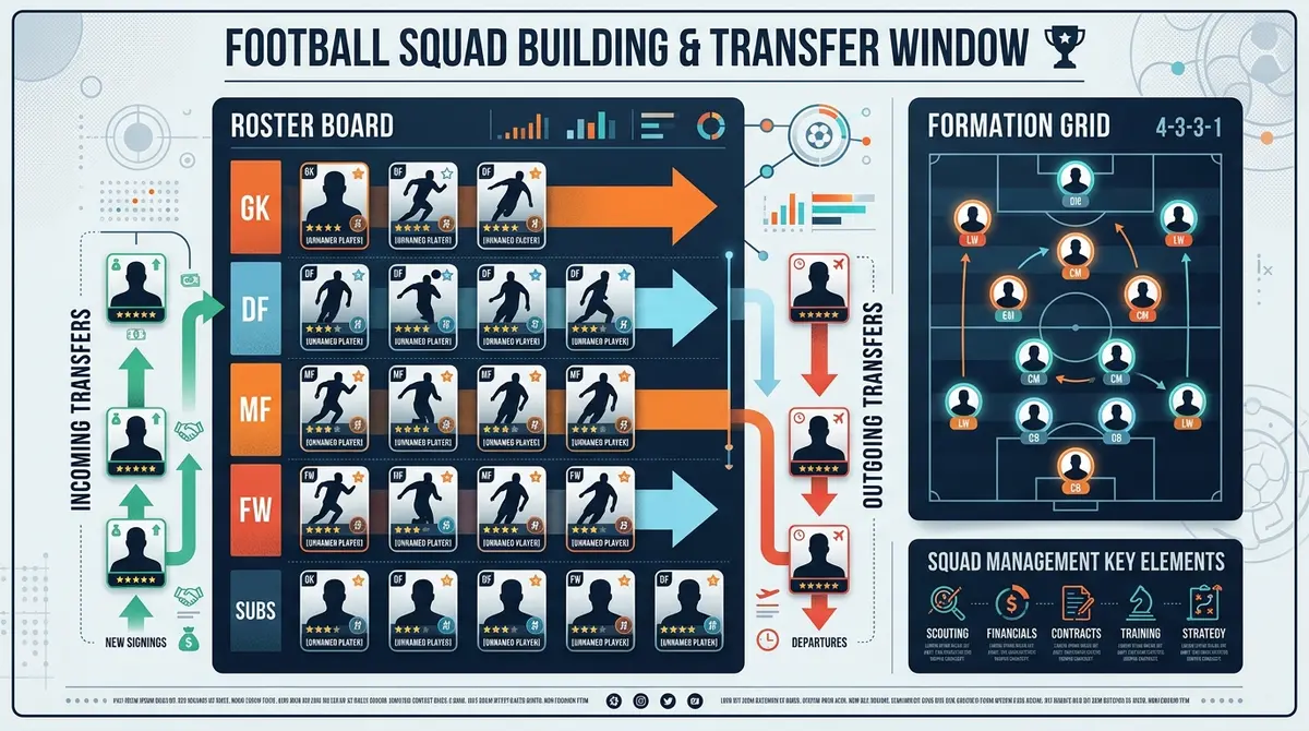 Infografik pembangunan skuad dan bursa transfer