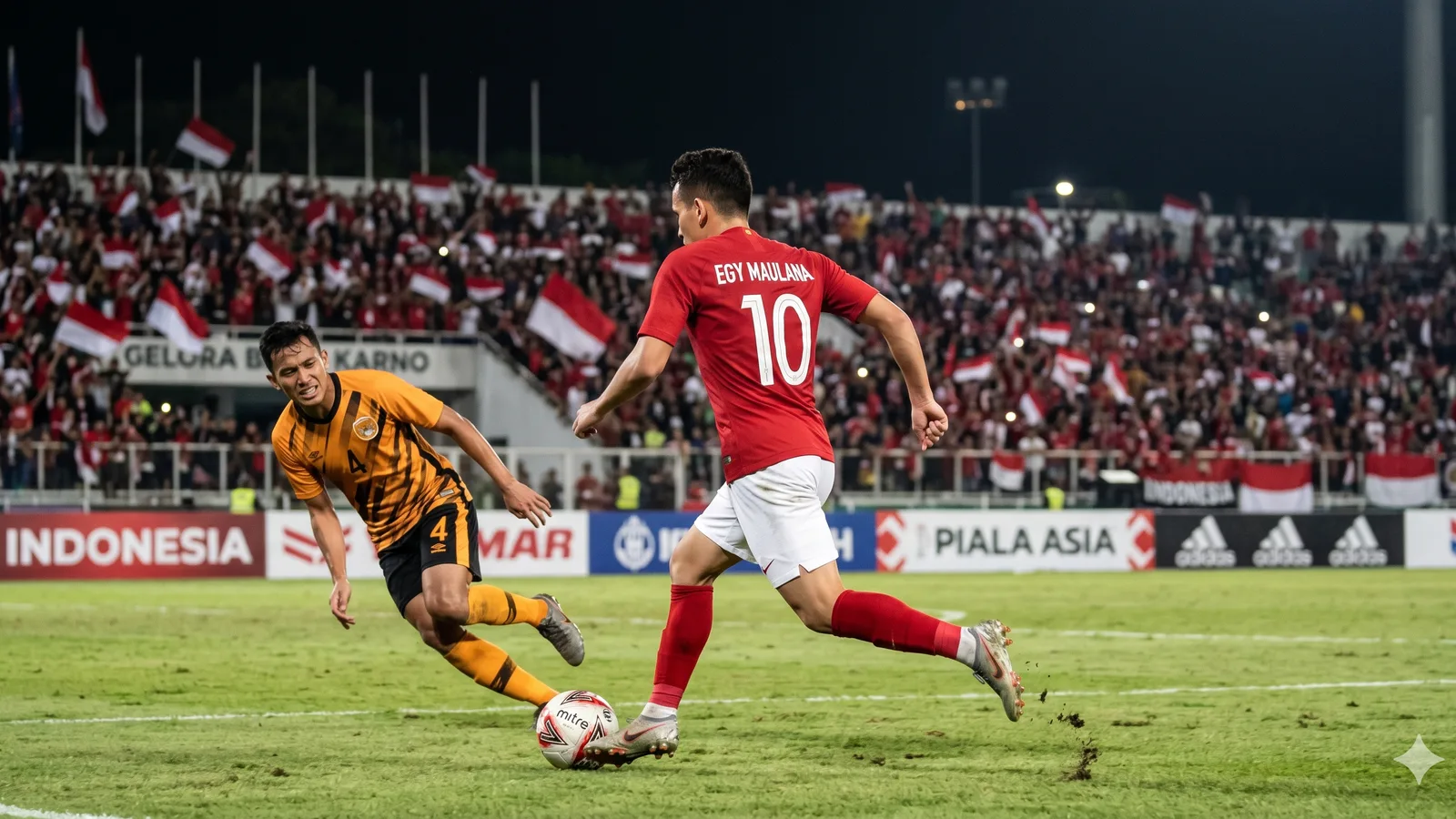 Egy Maulana Vikri beraksi di pertandingan