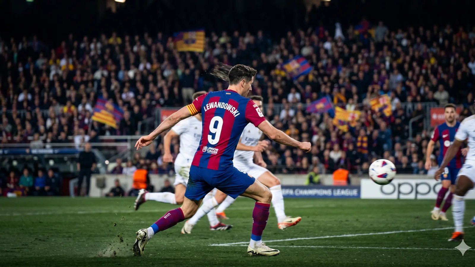 Robert Lewandowski beraksi di pertandingan