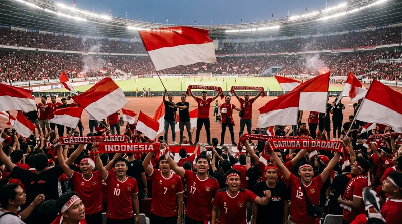 Suporter Timnas Indonesia memenuhi tribun stadion