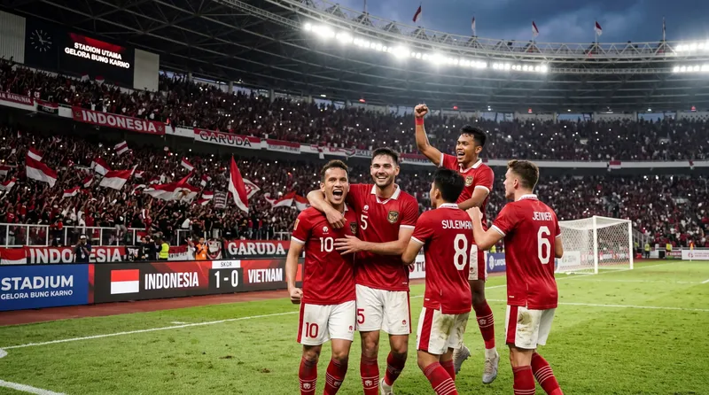 Rafael Struick dan rekan setim merayakan kemenangan timnas Indonesia
